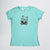 Hand Screen Printed Kitty Donut Worry Be Happy Light Aqua Blue Kids T-Shirt