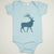 Hand Screen Printed Elk with Pattern Light Blue Baby Onesie