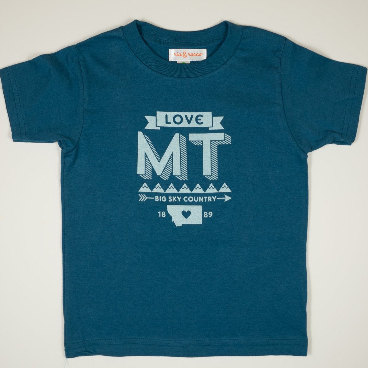 Hand Screen Printed Love Montana Deep Blue Organic Kids T-Shirt