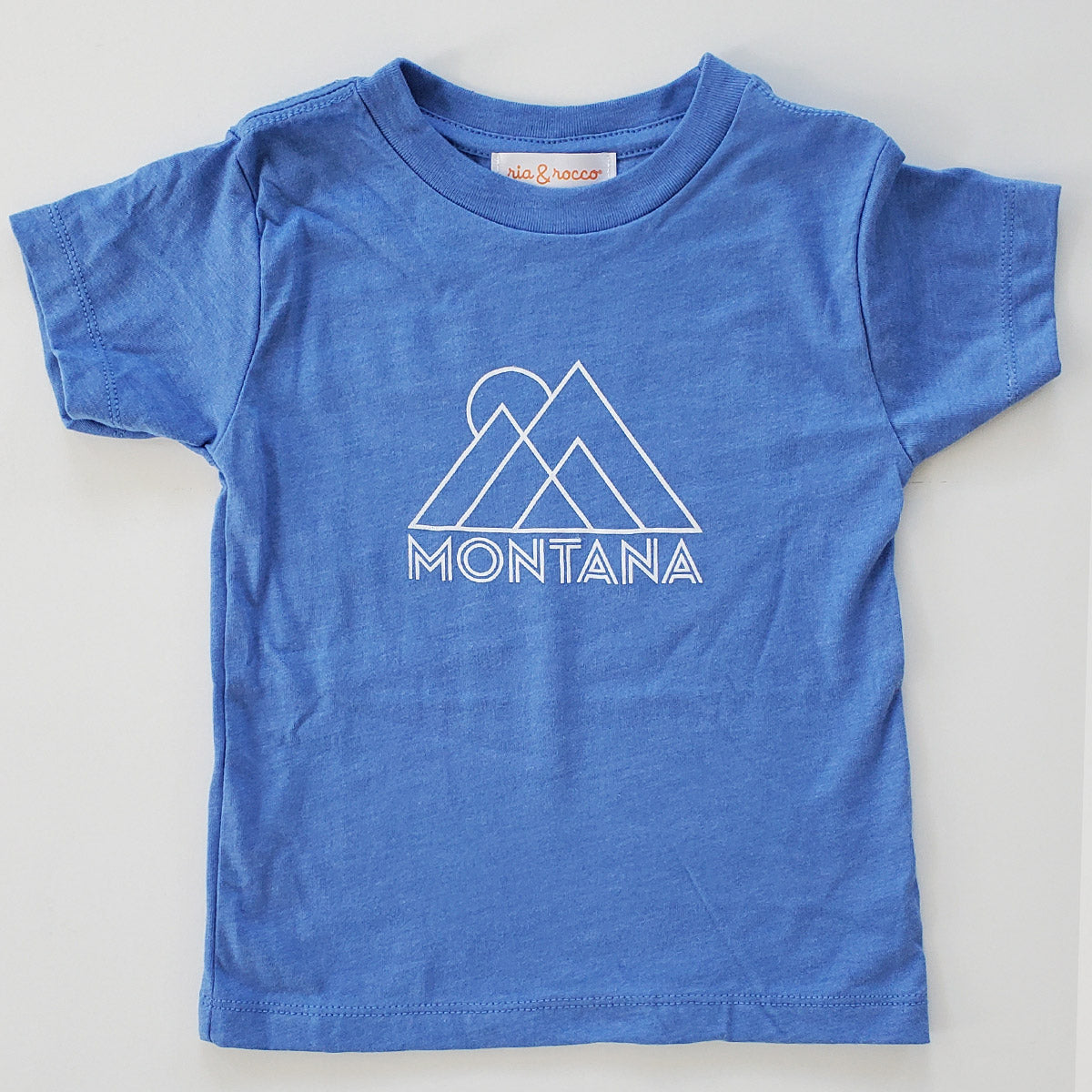 Hand Screen Printed Montana graphic Heather Blue Kids T-Shirt