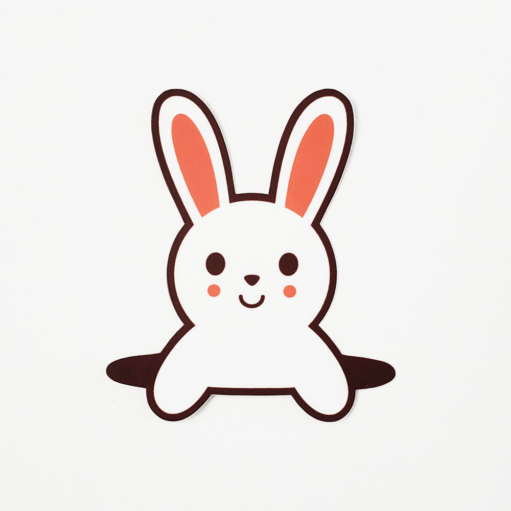 Sticker Bunny Popping Out of Hole