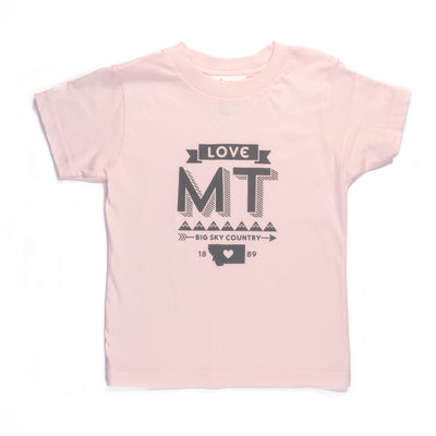 Hand Screen Printed Love Montana Light Pink Kids T-Shirt