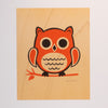 Hand Screen Printed Owl Sitting Limited Edition Print on Wood Veneer