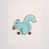 Hand Screen Printed Squirrel with Acorns Limited Edition Print on Archival Fine Art White Paper