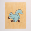 Hand Screen Printed Squirrel with Acorns Limited Edition Print on Wood Veneer