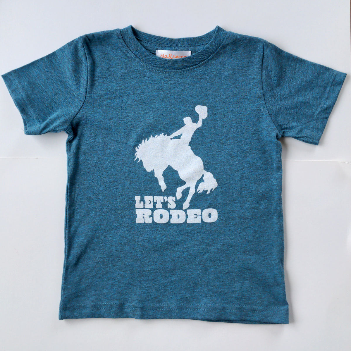 Hand Screen Printed Let's Rodeo Bermuda Blackout Heather Kids T-Shirt