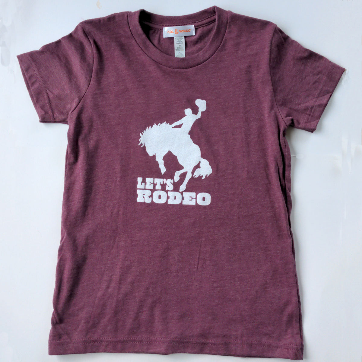 Hand Screen Printed Let's Rodeo Maroon Heather Youth T-Shirt