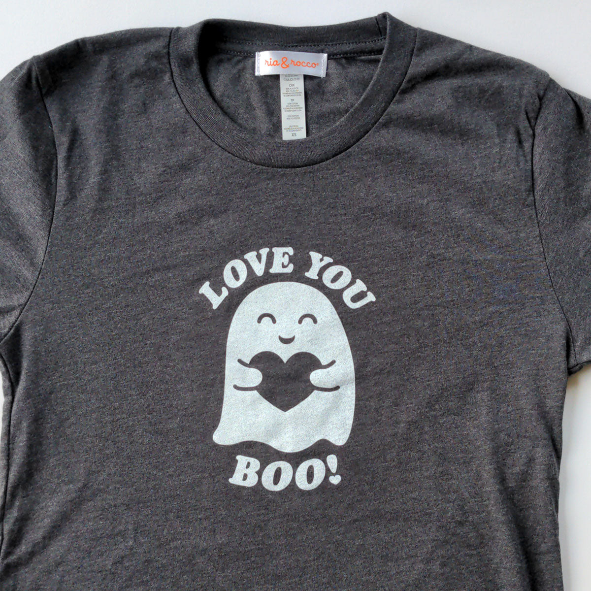 Hand Screen Printed Love You BOO Cute Ghost Dark Gray Heather Unisex/Mens T-Shirt