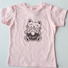 Hand Screen Printed Donut Kitty Light Pink T-Shirt