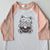 Hand Screen Printed Donut Kitty Kids 3/4 Long Sleeve Baseball T-Shirt