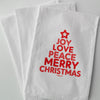 Hand Screen Printed Tea Towel: Merry Christmas Graphic