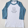 Hand Screen Printed Cute Monster Kids 3/4 Long Sleeve Baseball T-Shirt