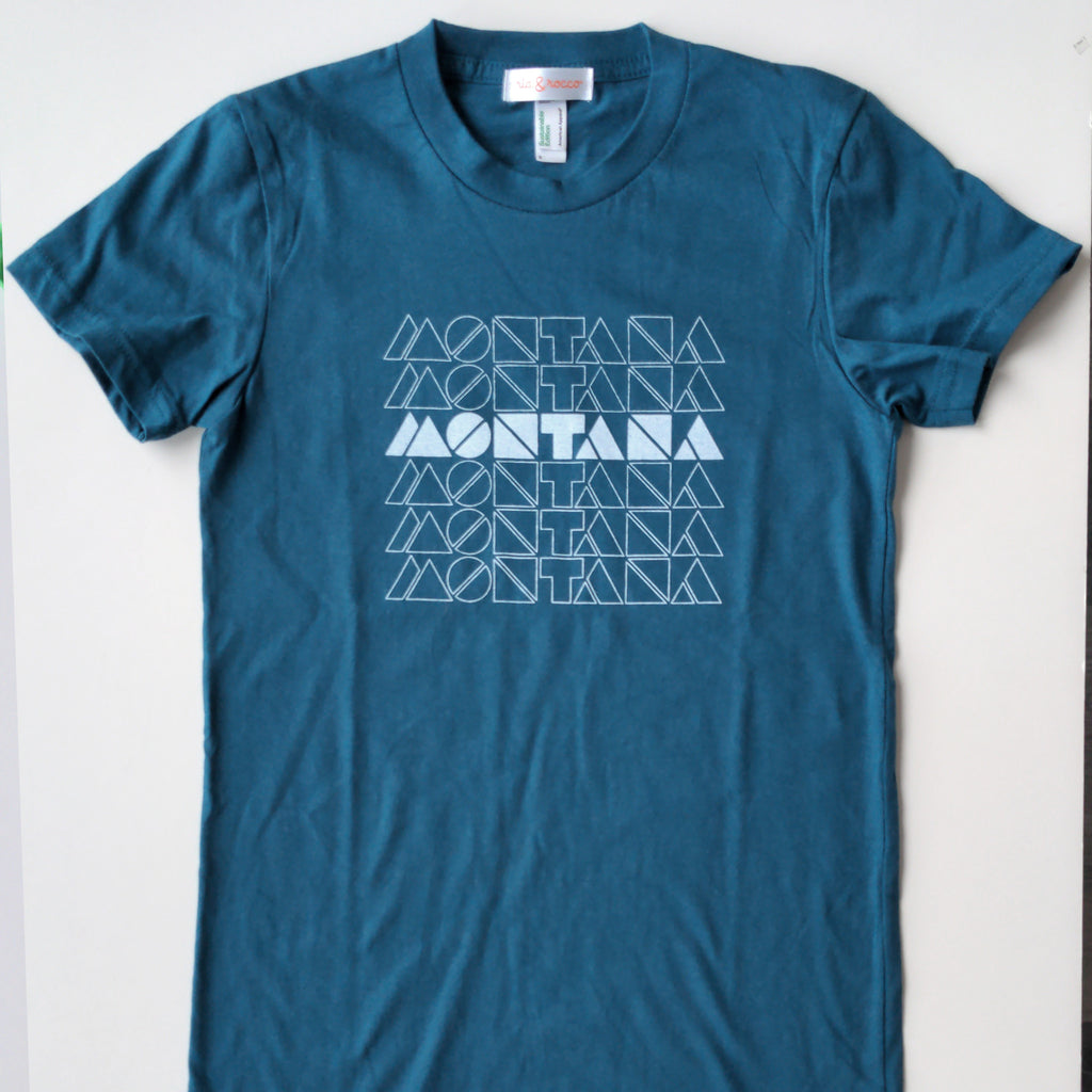 Hand Screen Printed Retro Montana Organic Oceanside Womens T-Shirt