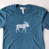 Hand Screen Printed Moose with Pattern Deep Teal Heather Unisex/Mens T-Shirt