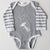 Hand Screen Printed Small Fly Striped Long Sleeve Gray White Onesie