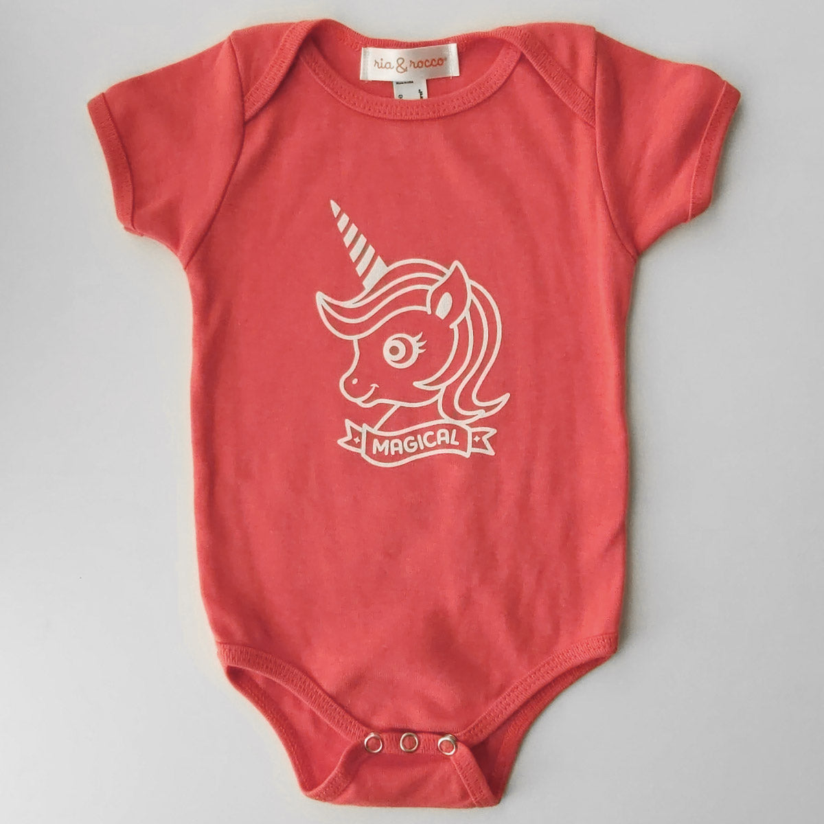 Hand Screen Printed Unicorn Organic Baby Onesie