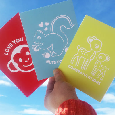 Greeting Card Hand Screen Printed Congratulations Baby Deer