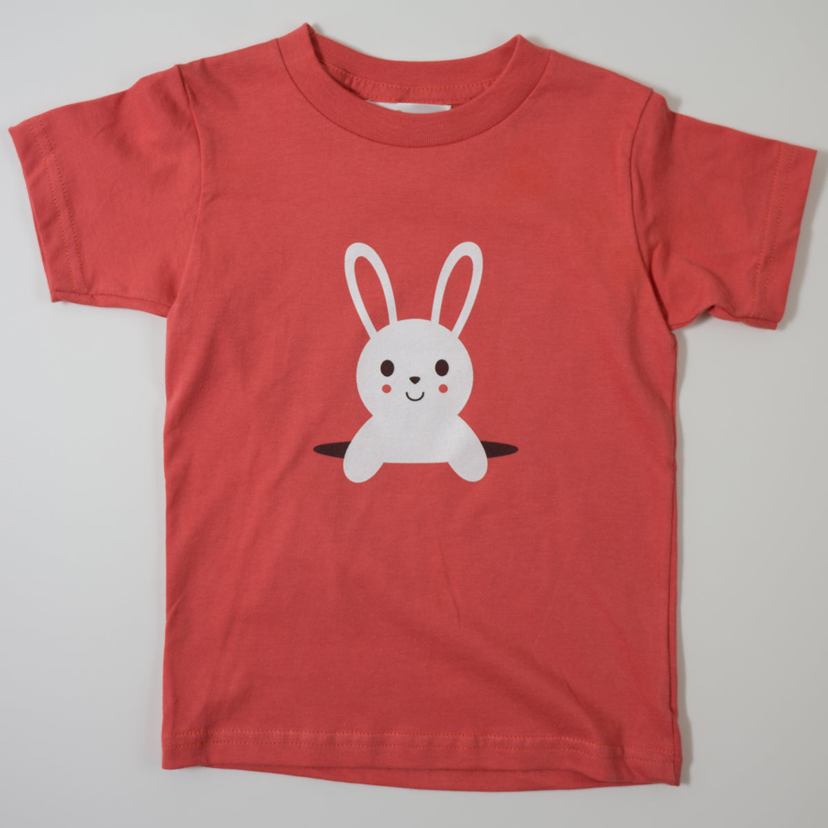Hand Screen Printed Bunny Popping Out Kids Organic T-shirt