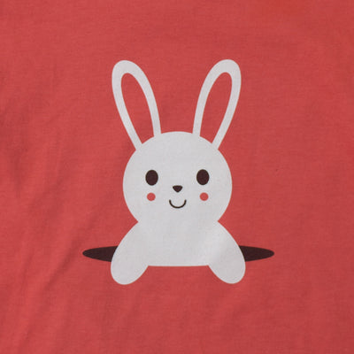 Hand Screen Printed Bunny Popping Out Kids Organic T-shirt