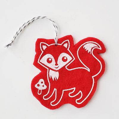 Ornament - Hand Screen Printed Wool Felt Fox Red