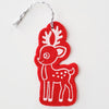 Ornament - Hand Screen Printed Wool Felt Reindeer Red