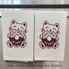 Hand Screen Printed Tea Towel: Kitty Donut Worry Be Happy Graphic