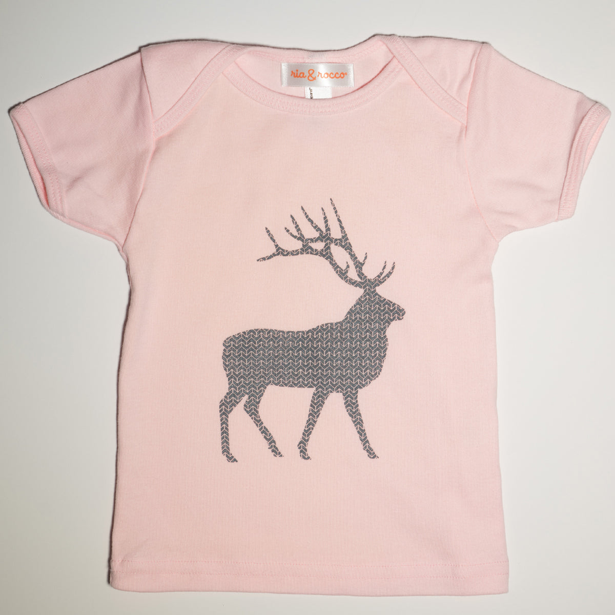 Hand Screen Printed Elk with Pattern Pink Kids Size18-24 months T-shirt