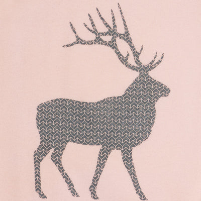 Hand Screen Printed Elk with Pattern Pink Baby Onesie