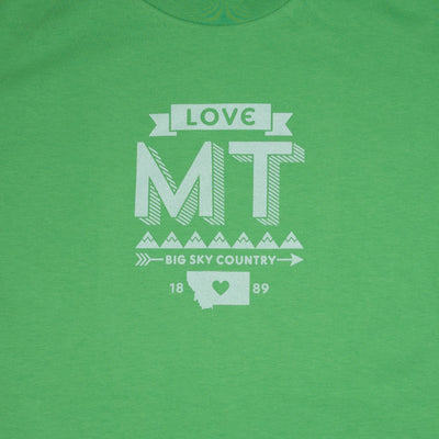 Hand Screen Printed Love Montana Green Unisex/Mens T-Shirt