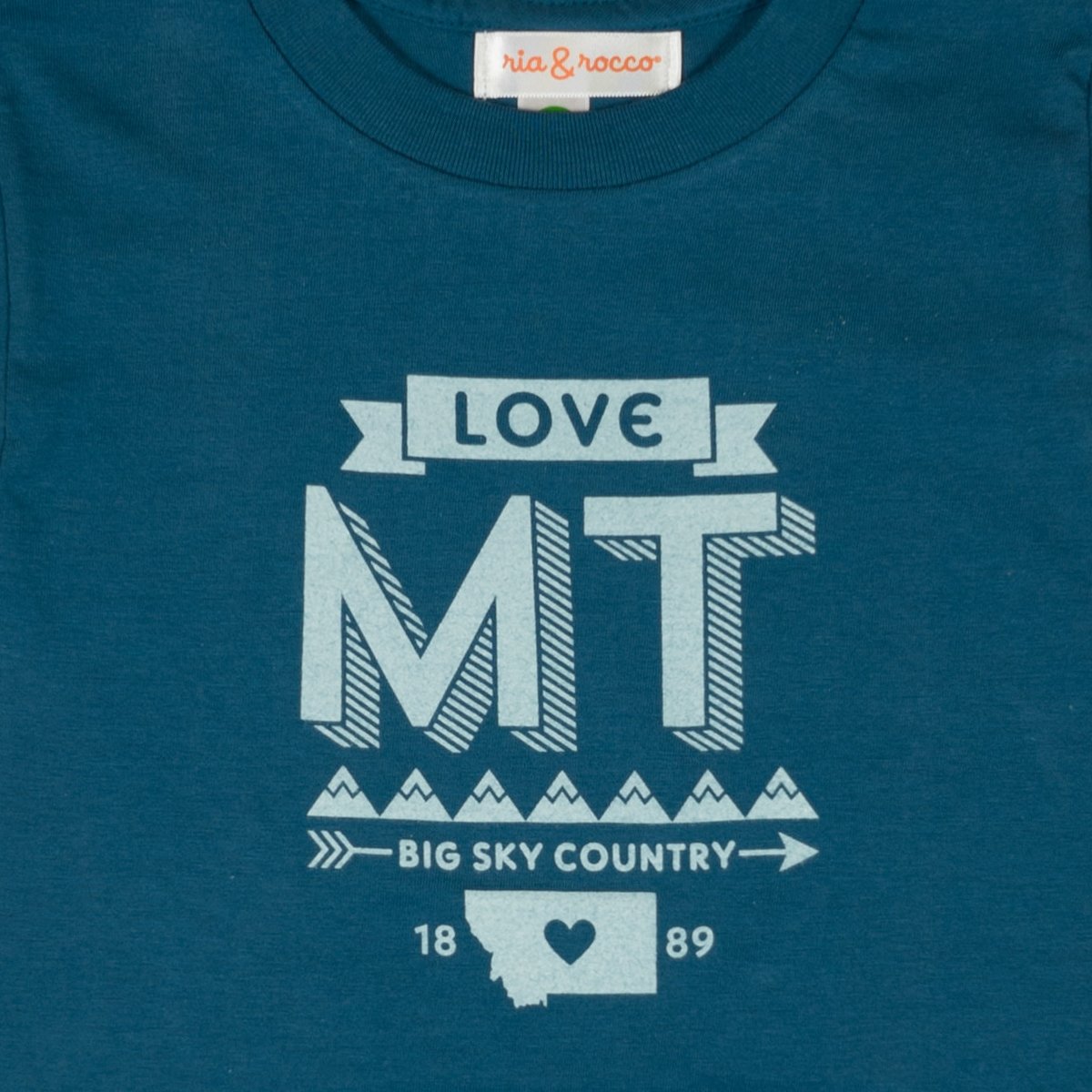 Hand Screen Printed Love Montana Deep Blue Organic Kids T-Shirt