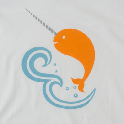 Hand Screen Printed Narwhal in Ocean Kids T-Shirt