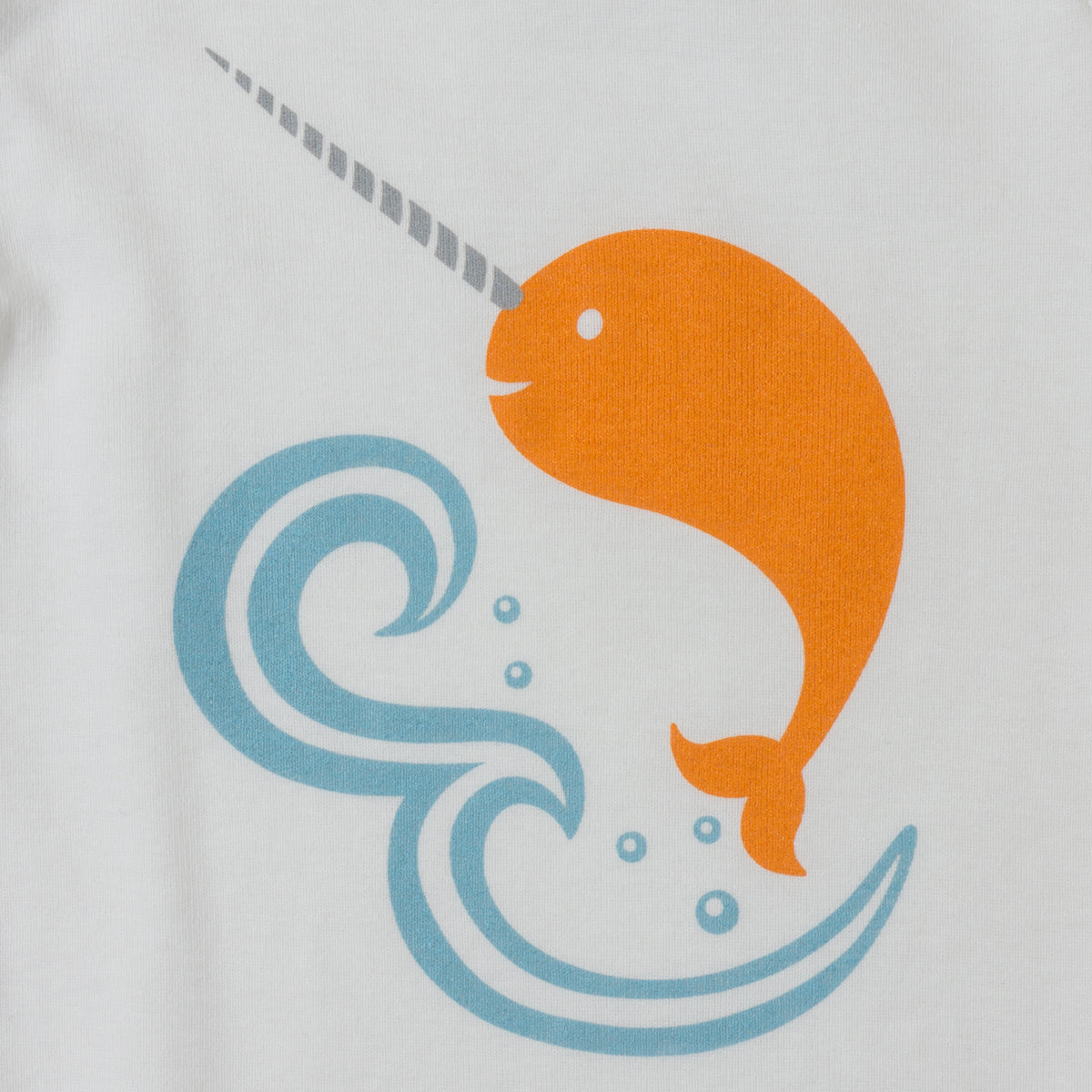 Hand Screen Printed Narwhal in Ocean Baby Onesie