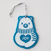 Ornament - Hand Screen Printed Wool Felt Polar Bear JOY Cyan