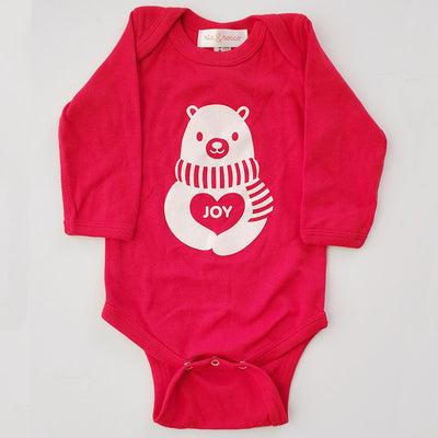 Hand Screen Printed Polar Bear JOY Baby LONG SLEEVE Onesie