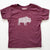 Hand Screen Printed Bison with Pattern Maroon Heather Kids T-Shirt