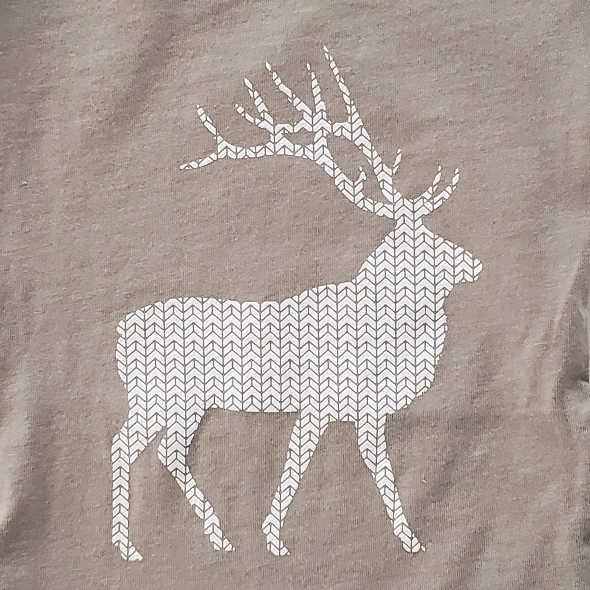 Hand Screen Printed Elk with Pattern Heather Stone Kids T-Shirt