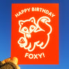 Greeting Card Hand Screen Printed Fox Birthday