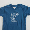 Hand Screen Printed Rainbow Trout Deep Blue Kids Organic T-Shirt