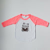 Hand Screen Printed Kitty Donut Babies and Kids 3/4 Long Sleeve Baseball T-Shirt