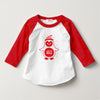 Hand Screen Printed Penguin LET IT SNOW Babies and Kids 3/4 Red Long Sleeve Raglan T-Shirt