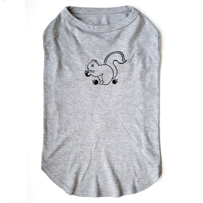 For Dogs - Hand Screen Printed Gray T-Shirt with Squirrel Artwork
