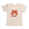 Hand Screen Printed Owl Sitting Cream Kids 18-24 Months Organic T-Shirt