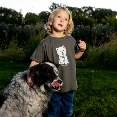 Hand Screen Printed Dog Wuf You Kids LOOSE FIT T-Shirt