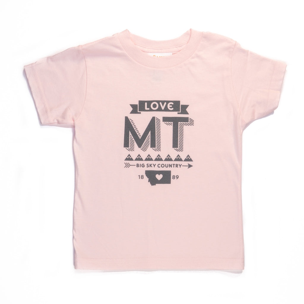Hand Screen Printed Love Montana Light Pink Kids T-Shirt