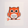 Hand Screen Printed Owl Sitting Limited Edition Print on Archival Fine Art White Paper