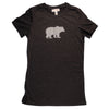 Hand Screen Printed Grizzly Bear with Pattern Dark Gray Heather Womens T-Shirt