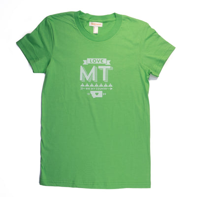 Hand Screen Printed Love Montana Green Womens T-Shirt