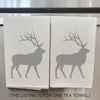 Hand Screen Printed Tea Towel: Elk Graphic