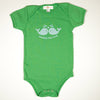 Hand Screen Printed Whales Double the Love Green Colored Baby Onesie
